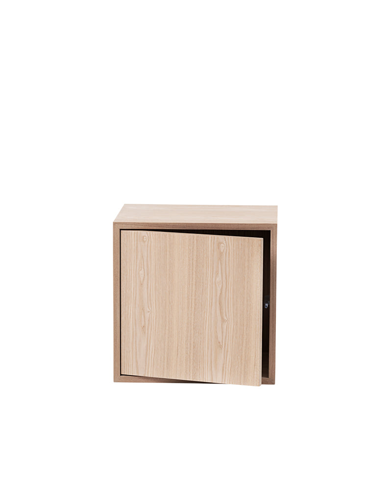 Stacked - Oak shelving unit with door - Medium